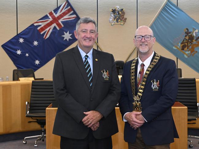 Deputy Mayor Bob Fitzgerald and Mayor Brad Bunting. Picture: Blacktown Council