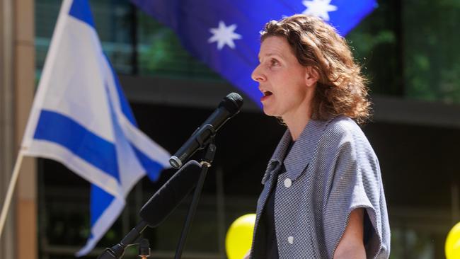 Allegra Spender speaking at the ‘Bring Them Home’ rally. Picture: Justin Lloyd