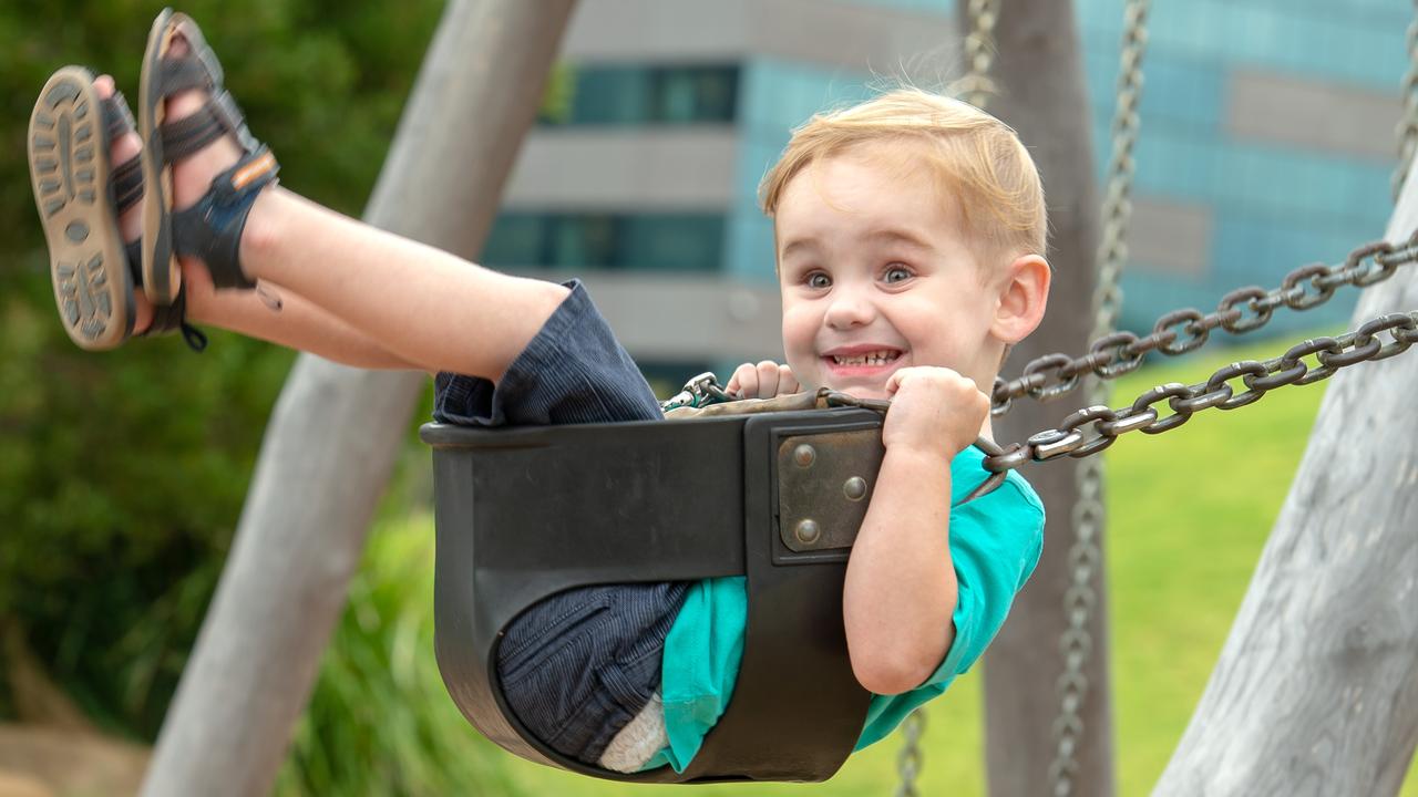 Max Block is recovering from a kidney transplant that he received from his Mum, Kylee. Picture: Jay Town