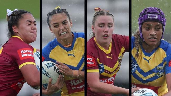 Players from the NSW City and NSW Country under-19s teams ahead of the 2023 WOmen's National Championships on the Gold Coast. Picture: Bryden Sharp.