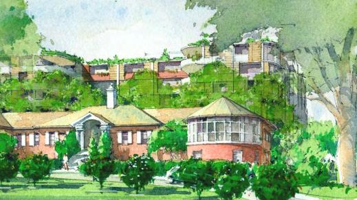 An artist’s impression of how a redeveloped Pendle Hill Retirement Village will look. The foreground building is heritage-listed Ashwood House.