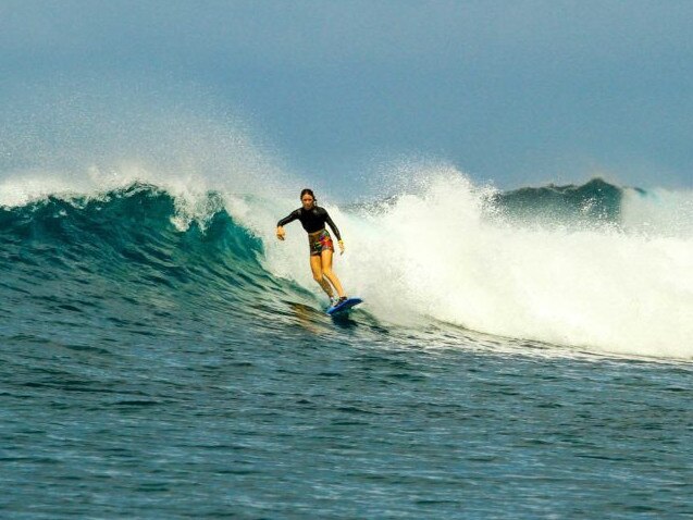 Audrey Hills has gotten over her anxiety about riding big waves. Picture: Courtesy Audrey Hills