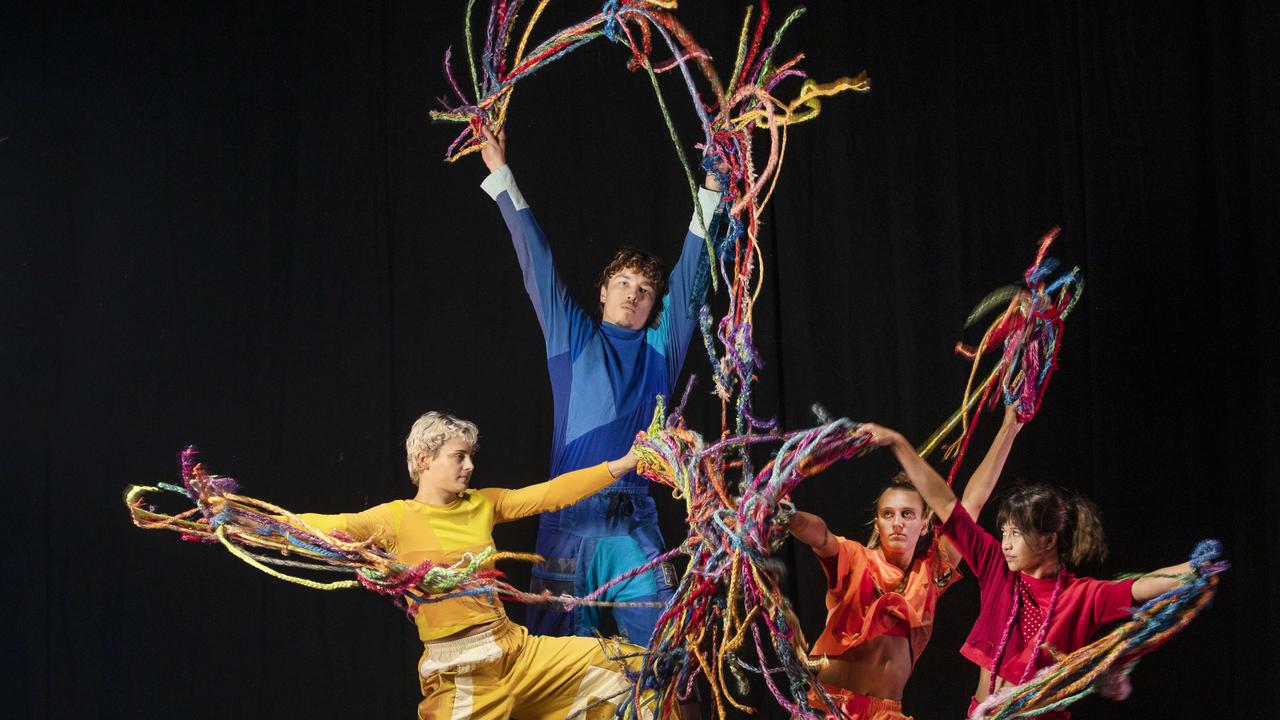 Mona Foma, Wayfinder performers Sabine Crompton- Ward, Damian Meredith, Darci O'Rourke and Tiana Lung at the Theatre Royal, Hobart. Picture: Chris Kidd