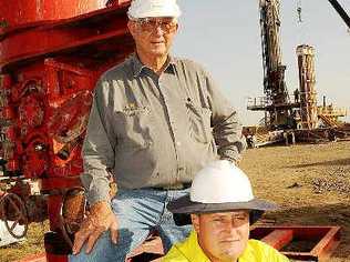 Metgasco workers Sexton Porter (left) and Hamish Ramsay at one of the gas exploration company’s drilling sites near Casino. Picture:  Jacklyn Wagner