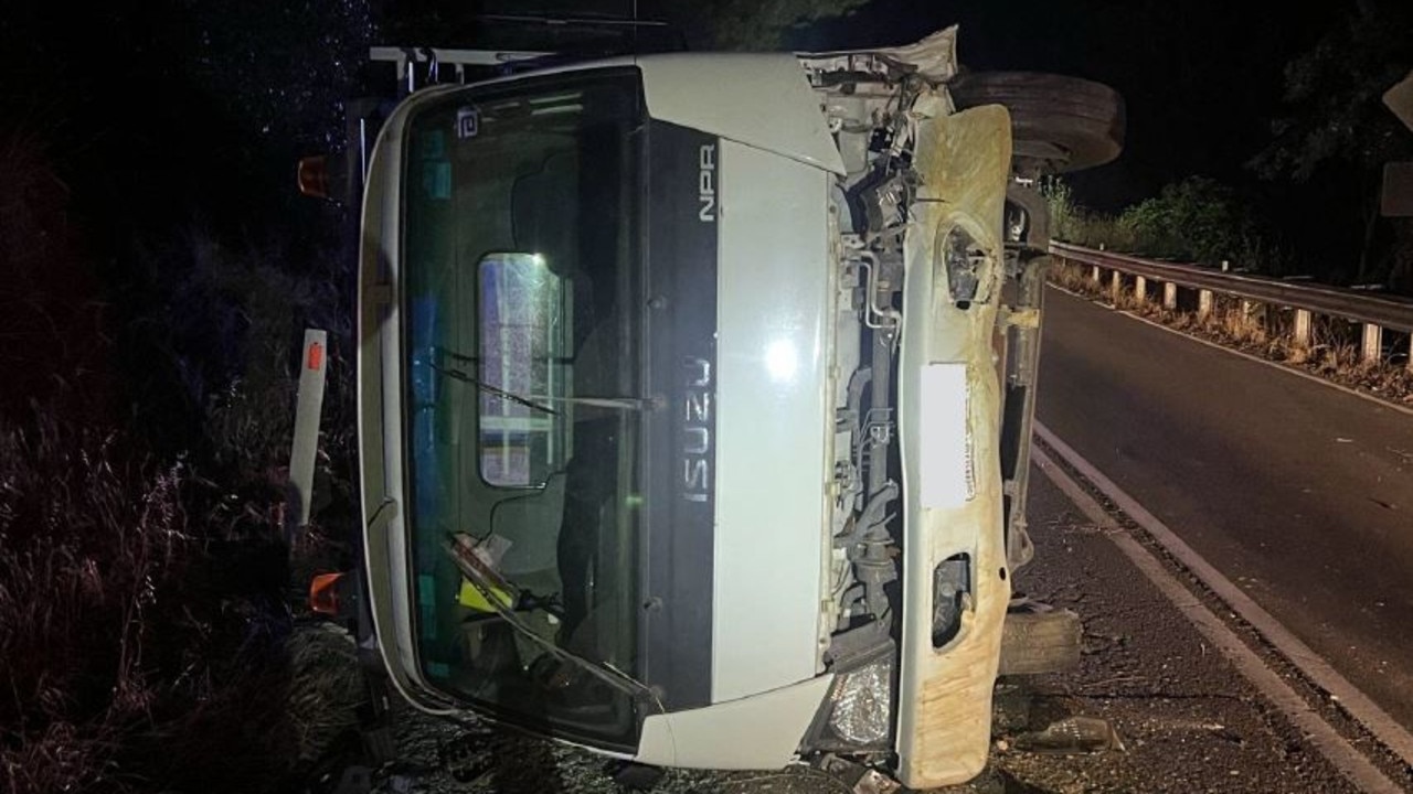 About 10.30pm on Monday police were called to Grants Gully Rd, in Clarendon after reports that a small Isuzu truck had rolled. Picture: SA Police