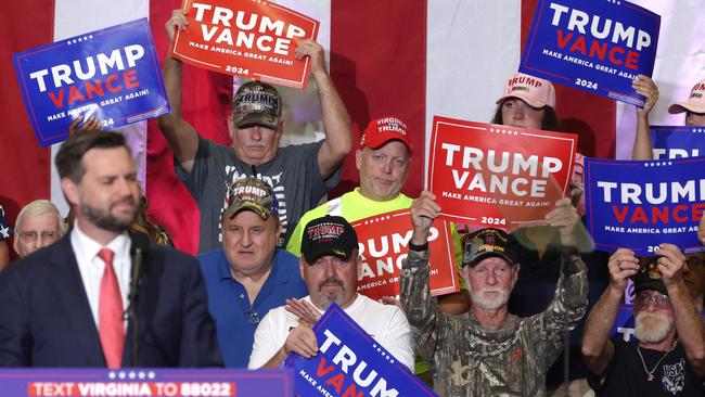 Supporters attend a campaign rally for Republican vice presidential nominee, U.S. Sen. J.D. Vance.