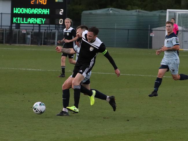 Killarney's Tim Knight on the ball during the Battlewin Premier League grand final against Woongarrah.