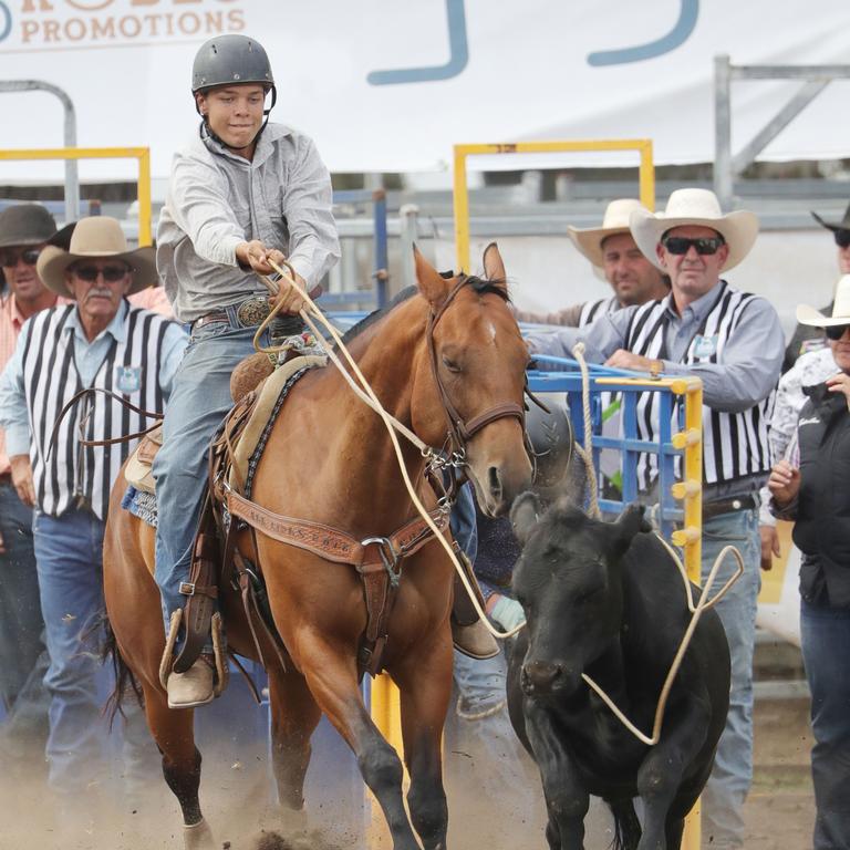 The aim is to throw a ‘bell collar catch’ around the calf’s neck. Picture: Mark Wilson