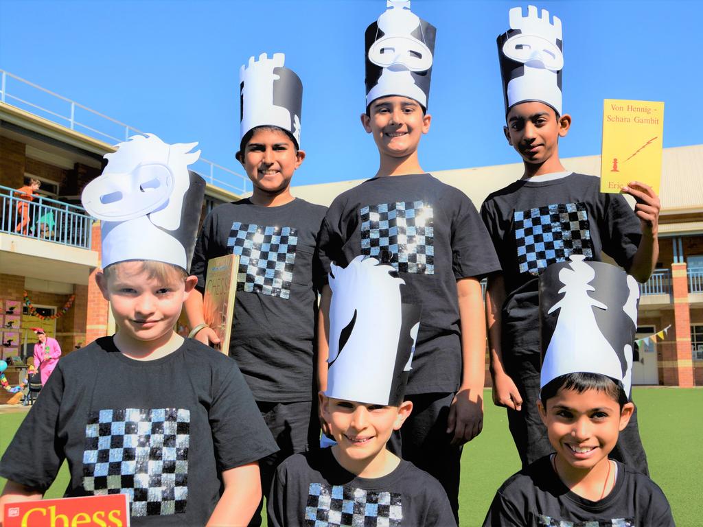 Dressed up for Book Week 2023 at Toowoomba Grammar School are (from back to front from left) Gursawan Randhawa, Aarav Kansagara, Aman Rao, Hamish Cody, Isaac Tebbutt, Samvit Kapoor. Picture: Rhylea Millar