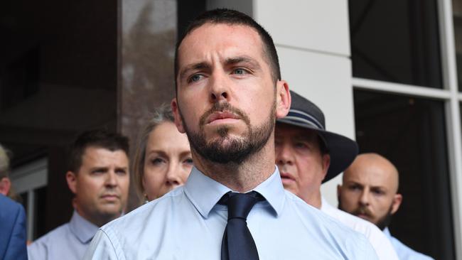 Constable Zachary Rolfe outside court in March. Picture: Amanda Parkinson