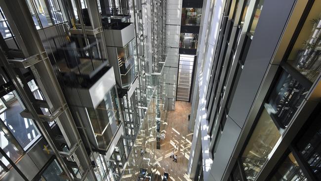 Looking down into the lobby at Deutsche Bank Place in Sydney’s CBD.