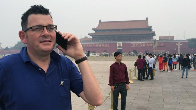 Victorian Premier Daniel Andrews at Tiananmen Square in Beijing.