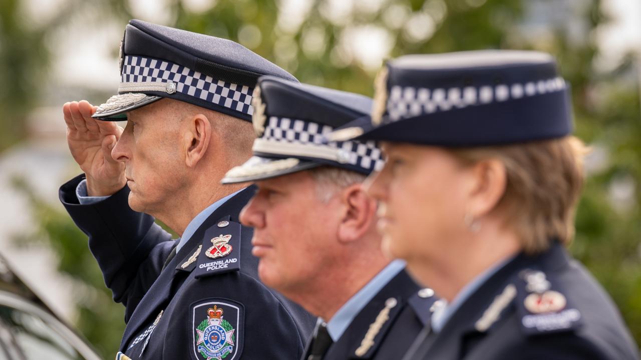 Queensland Police Commissioner Steve Gollschewski at the funeral of former commissioner Jim O’Sullivan. Picture: Qld Police Media