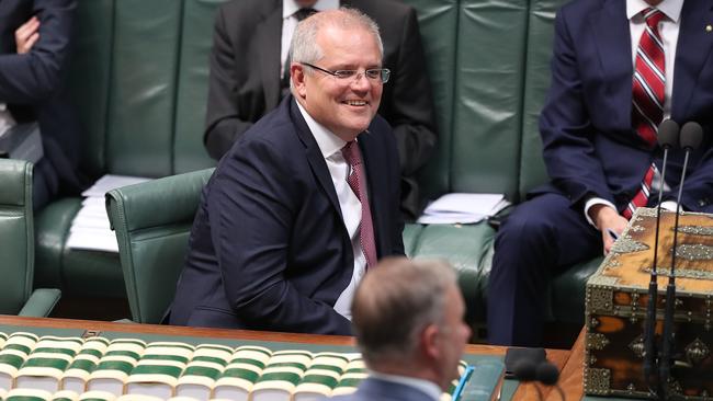 PM Scott Morrison and Opposition Leader Anthony Albanese during Question Time in the House of Representatives Chamber. Picture: Kym Smith