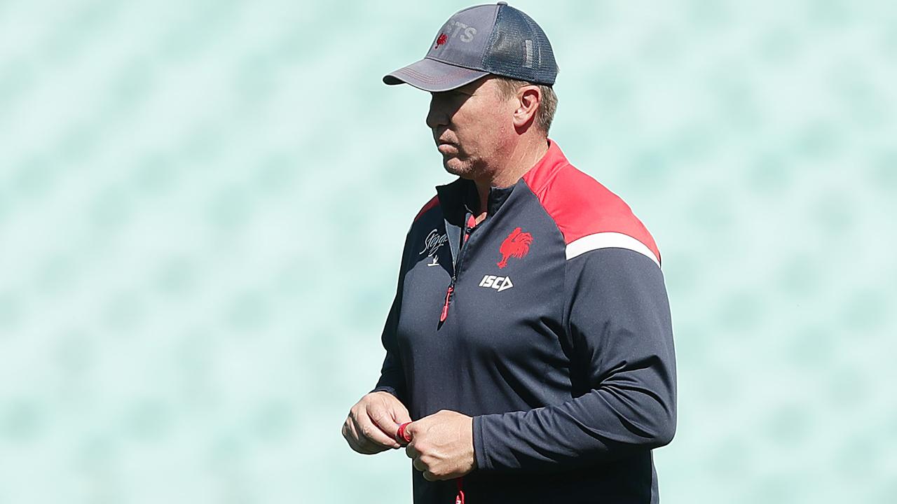 Sydney Roosters coach Trent Robinson won’t stop expressing his views on matters he deems unfair or incorrect despite copping a $10,000 fine from the NRL for labelling the bunker’s process “incompetent”. Photo: Mark Metcalfe/Getty Images.