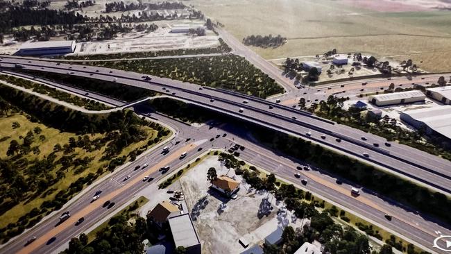 Artist's impression of the Coomera Connector interchange at Stapylton-Jacobs Well Rd.