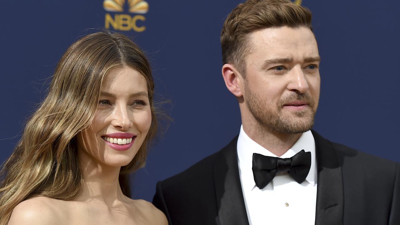 Justin Timberlake apologised to wife Jessica Biel in an emotional Instagram post. Picture: AP.