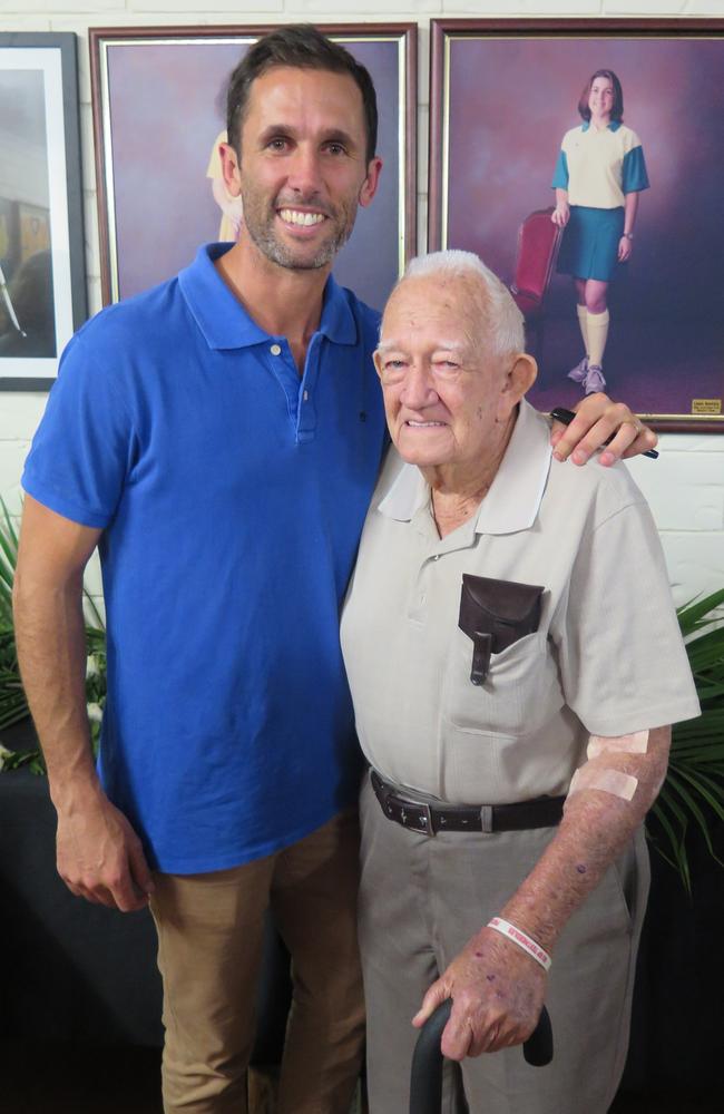 Col Hamilton with Rockhampton-born Kookaburras’ legend Mark Knowles.