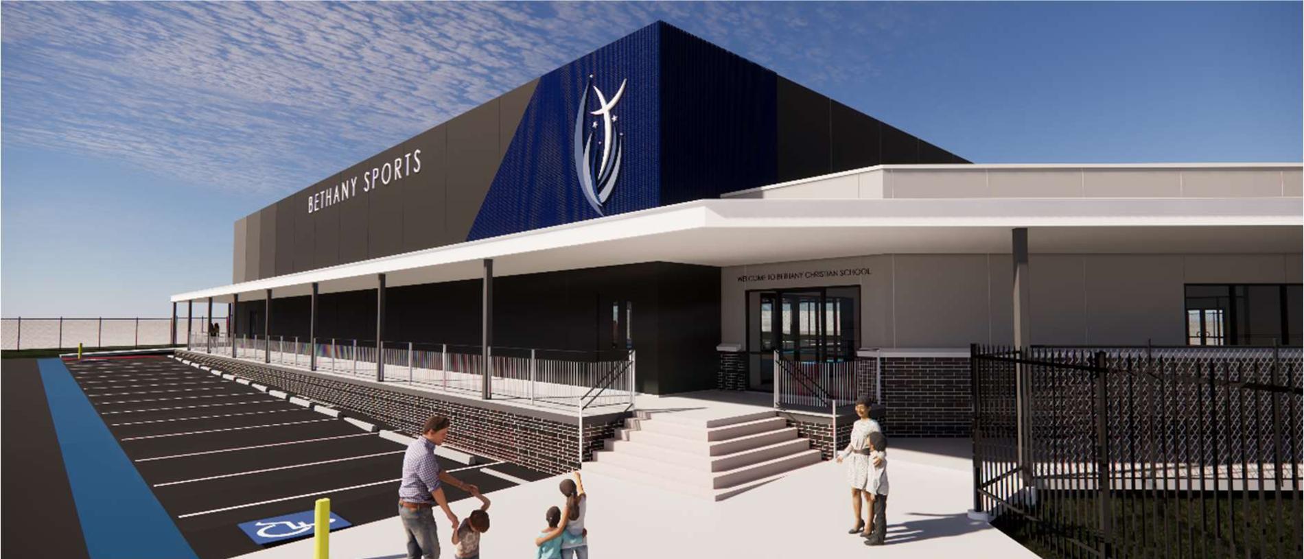 Artist impression for a proposed new gym at Bethany Christian School, in Paralowie. Picture: Bell Architecture