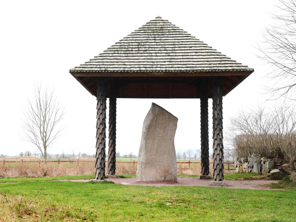 The Rok stone, raised in the ninth century near the lake Vattern in south central Sweden, bears the longest runic inscription in the world with more than 700 runes covering its five sides. Picture: Jeppe Gustafsson