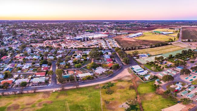 Aerial panorama of town of Berri in the Riverland region of South Australia. Picture: Supplied by Renewal SA