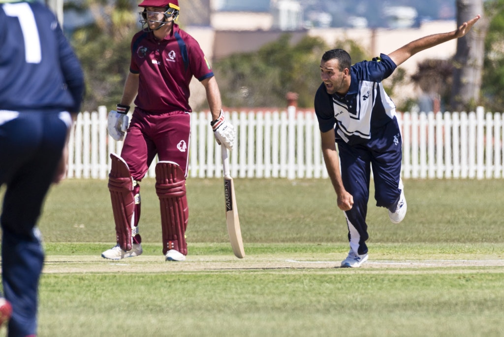 Tony Caccaviello bowls for Victoria against Queensland in Australian Country Cricket Championships round two at Rockville Oval, Friday, January 3, 2020. Picture: Kevin Farmer