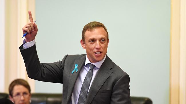 Queensland Health Minister Steven Miles speaks during Question Time at Parliament House in Brisbane, Wednesday, February 27, 2019. (AAP Image/Dan Peled) NO ARCHIVING