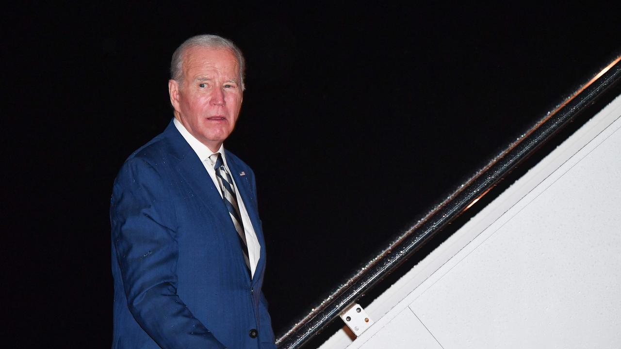 US President Joe Biden boards Air Force One at Joint Base Andrews in Maryland on October 20, 2023, leaving for Rehoboth Beach, Delaware. (Photo by Nicholas Kamm / AFP)