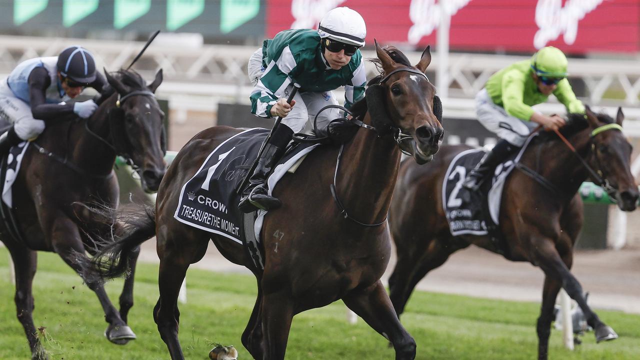 VRC Oaks winner Treasurethe Moment is among the classy performers set to trial at Geelong on Wednesday. Picture: Michael Klein