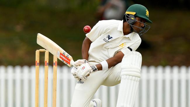 Jagadeswara Koduru of Northcote ducks under a short pitched delivery. (Photo by Josh Chadwick)