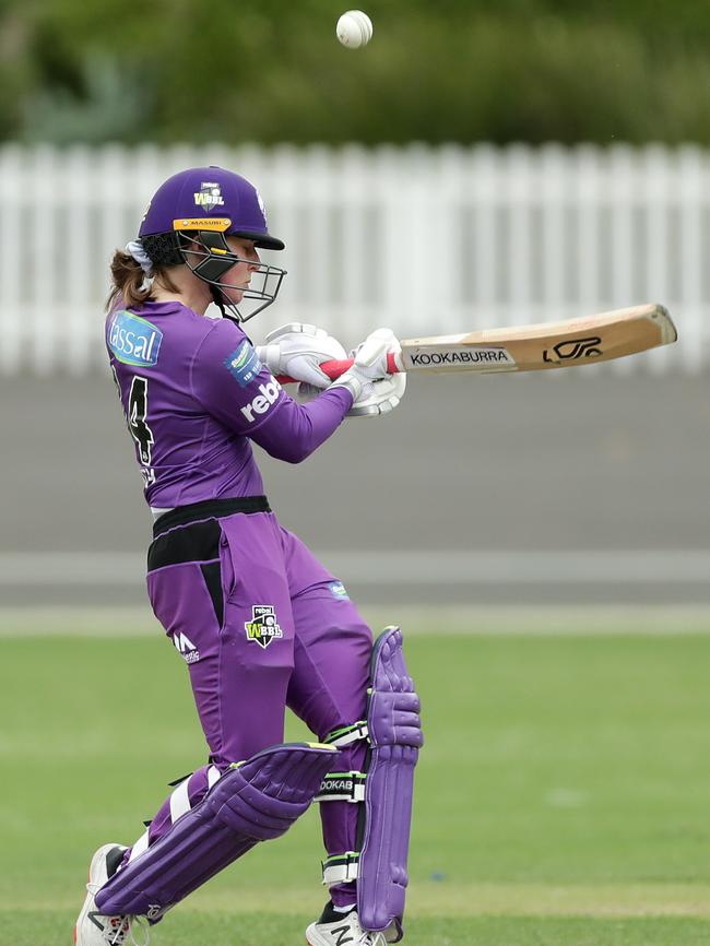 Amy Smith in action with the bat during the Women's Big Bash League match between the Adelaide Strikers and the Hobart Hurricanes. (Photo by Mark Metcalfe/Getty Images)