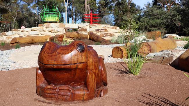 The giant ribbed musical frog at the new playground. Picture: Department for Environment and Water