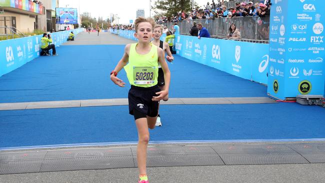 Gold Coast Marathon 2023 4km junior dash runner up FINN WATT 1 July 2023 Southport Picture by Richard Gosling
