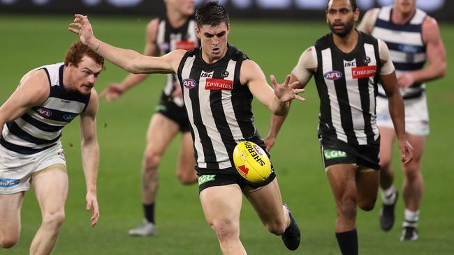 Brayden Maynard provided drive out of defence for the Pies. Picture: Getty Images