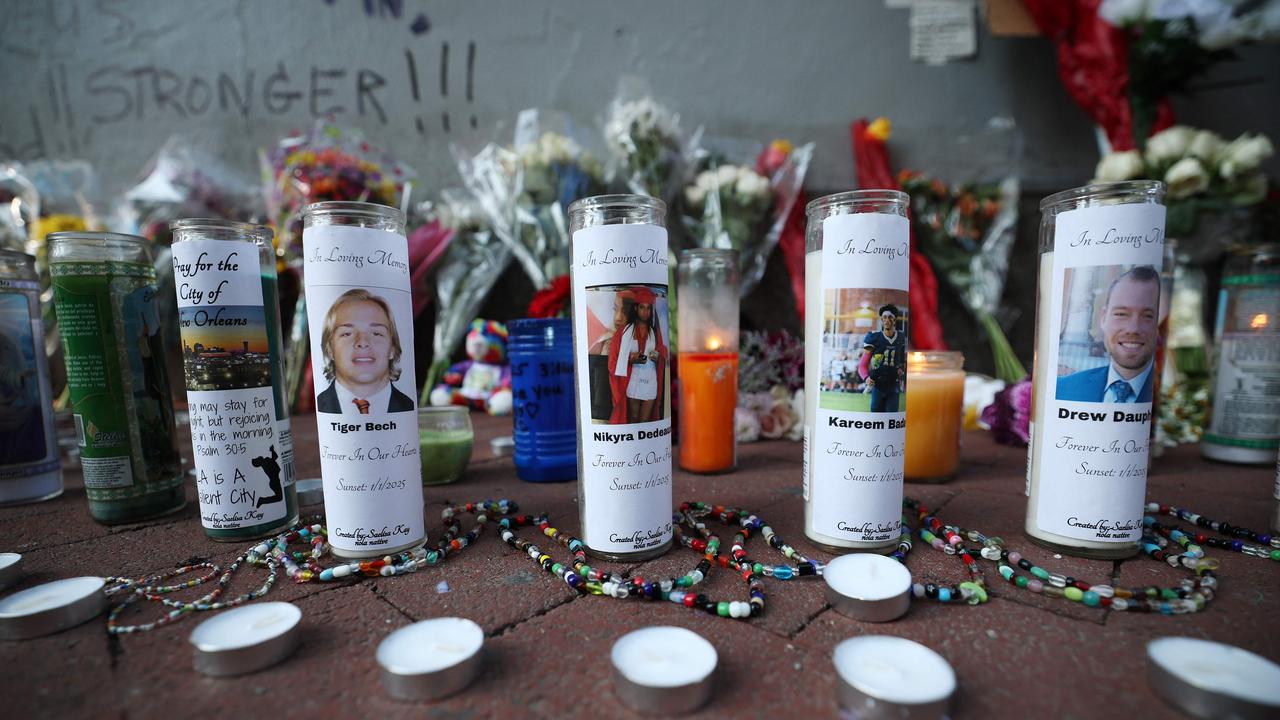 Memorials for people killed on Bourbon Street. Picture: Chris Graythen/Getty Images/AFP