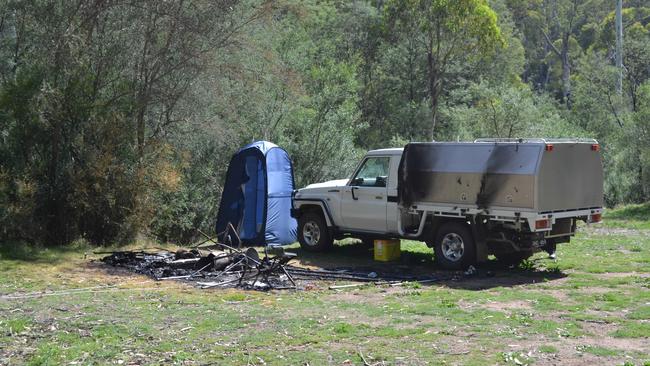 Police located their burnt and abandoned campsite on March 27, 2020. Picture: Supplied/ Supreme Court of Victoria.