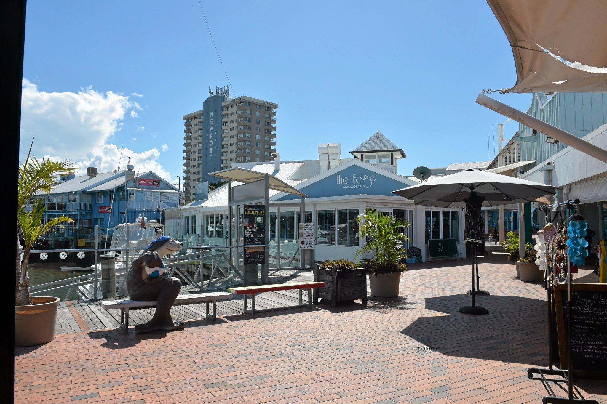 Dirk Long (left) and Matthew Evans have new plans to develop the Wharf complex at Mooloolaba.Photo: Warren Lynam / Sunshine Coast Daily. Picture: Warren Lynam