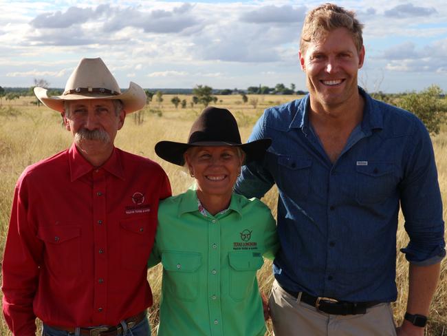 Dr Chris Brown meets some farmers at Leahton Park while filming a segment for The Living Room.