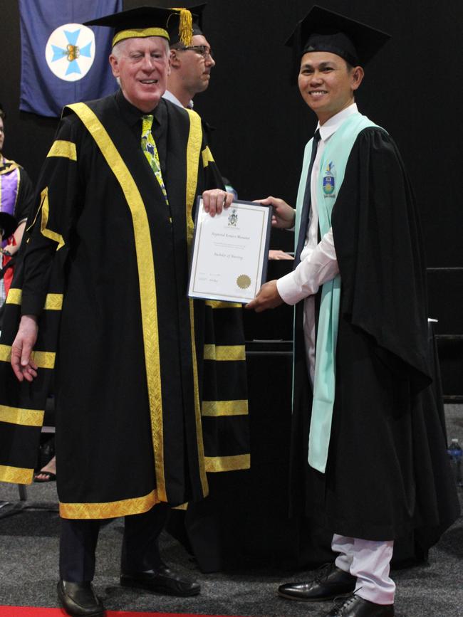 Reymond Manabat graduated with a Bachelor of Nursing at the CQUniversity graduation ceremony in Bundaberg on December 14, 2023.