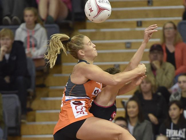 ADELAIDE, AUSTRALIA - MAY 7:  Jamie-Lee Price of the Giants during the round eleven Super Netball match between the Thunderbirds and the Giants at Priceline Stadium Arena on May 7, 2017 in Adelaide, Australia.  (Photo by David Mariuz/Getty Images)
