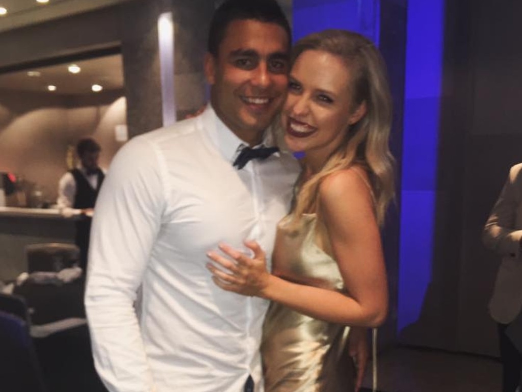 Kara Childerhouse with NRL Bulldogs star Michael Lichaa.