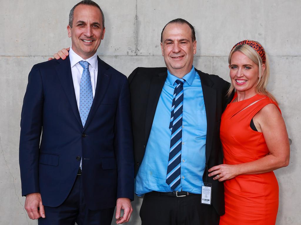 Andrew Abdo, Peter V'landys and Kate Jones. Picture: Justin Lloyd.