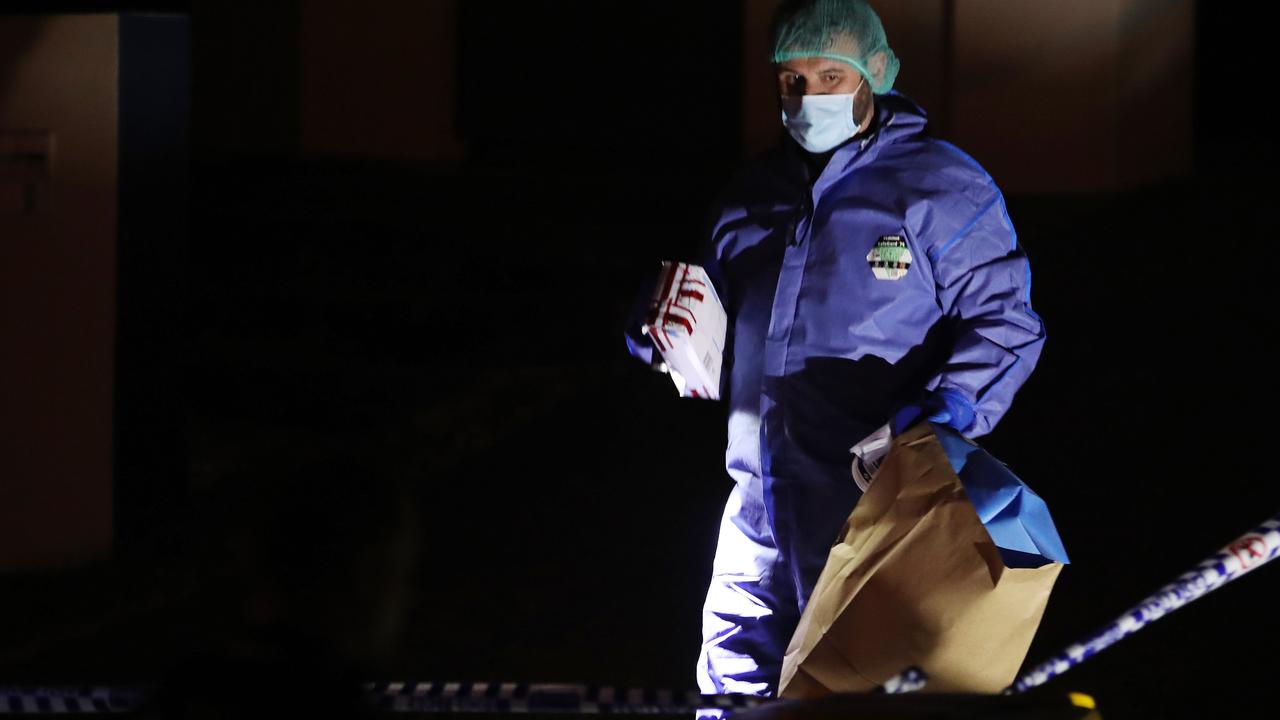 Police at the Arundel home on Wednesday night. Picture Glenn Hampson