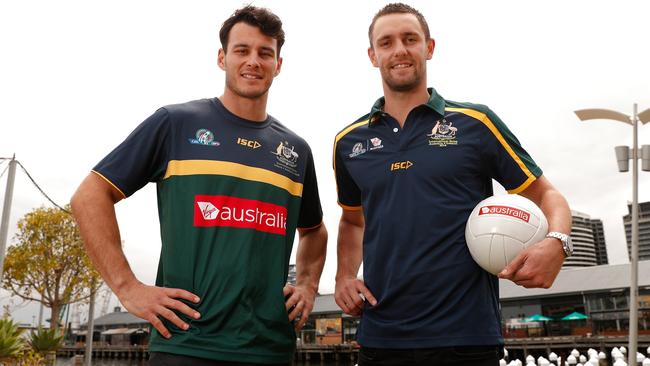 Robbie Tarrant of the Kangaroos and Jack Gunston of the Hawks.