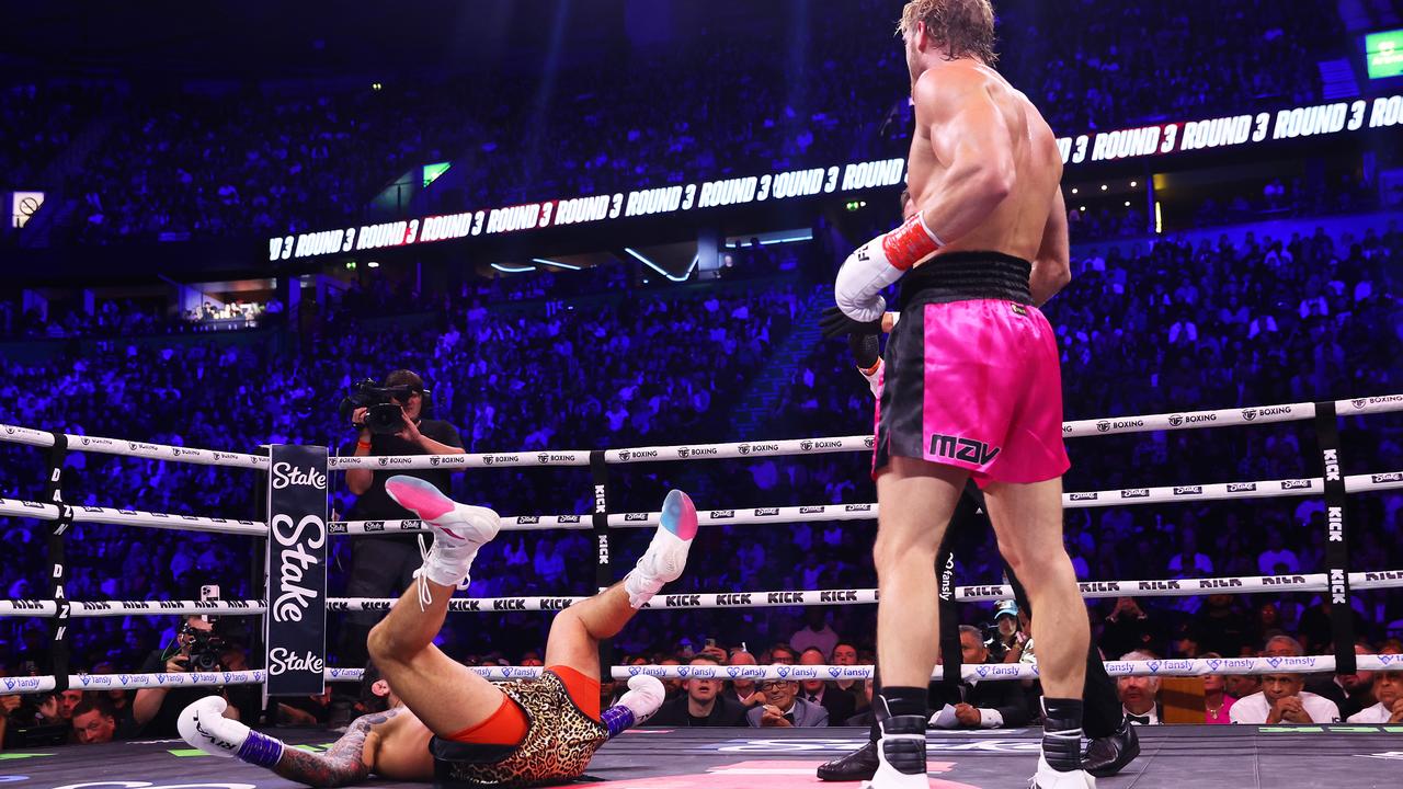 Logan Paul’s fight with Dillon Danis ended in farcical scenes. (Photo by Matt McNulty/Getty Images)