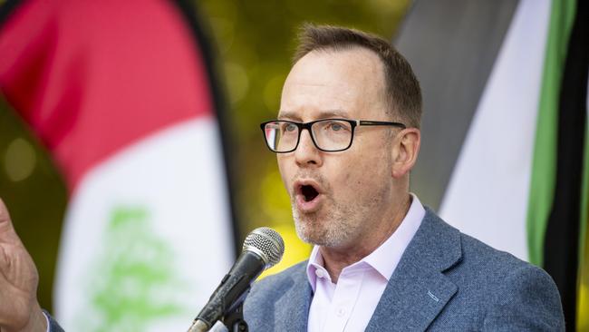 David Shoebridge at Sunday’s pro-Palestine rally in Sydney’s Hyde Park. Picture: Monique Harmer/NewsWire