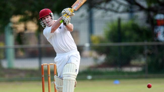 Far North A Grade Cricket, Norths vs. Innisfail. Tom Maher hits the ball