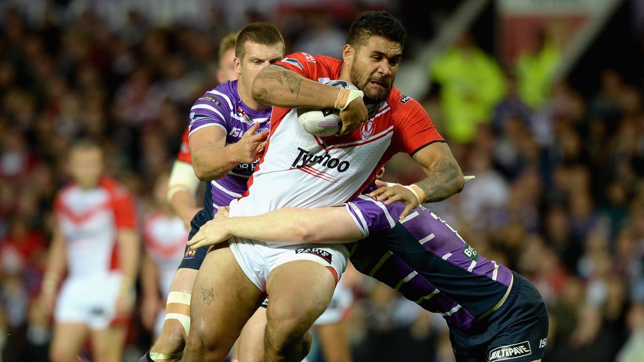 Mose Masoe is tackled playing in the England in 2014. Picture: Gareth Copley/Getty Images