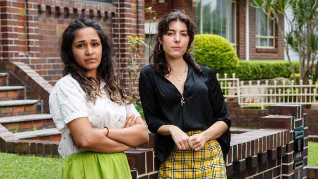 Inner West renters Yatha Jain and Izabella Antoniou are frustrated with the pace of rent hikes. Picture: Max Mason-Hubers