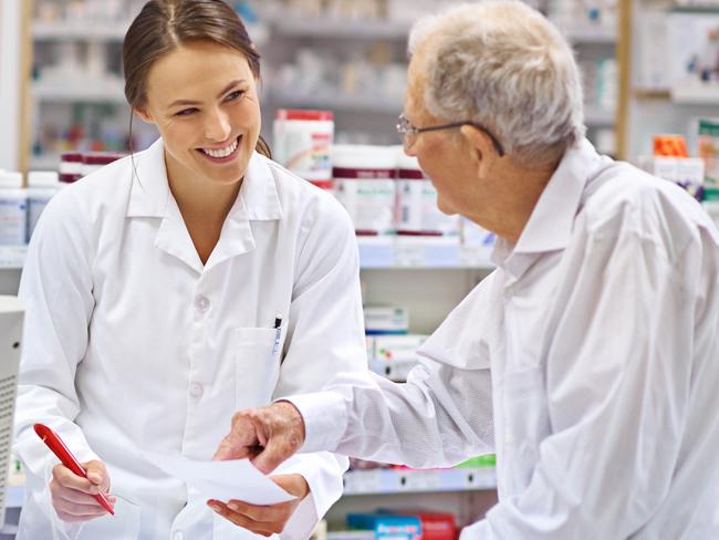 Shot of a young pharmacist helping an elderly customer at the prescription counter. The commercial product(s) or designs displayed in this image represent simulations of a real product, and are changed or altered enough so that they are free of any copyright infringements. Our team of retouching and design specialists custom designed these elements for each photo shoot http://195.154.178.81/DATA/i_collage/pi/shoots/785200.jpg